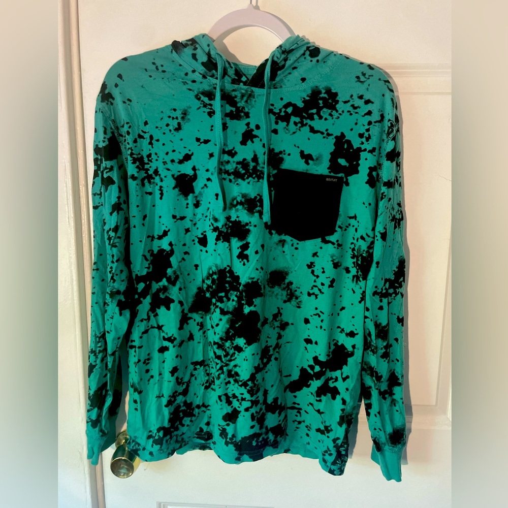 Green and Black Tie Dye Lightweight Hoodie